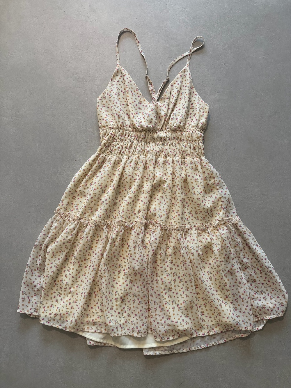 Storia Cream Mini Dress with Pink Floral